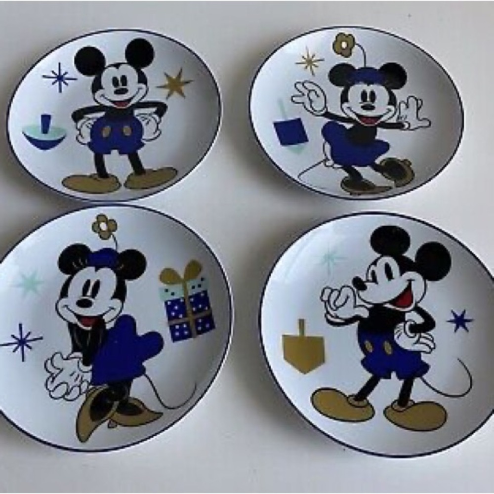 Disney Mickey & Minnie Mouse Hanukkah Celebration Appetizer Plates set o…